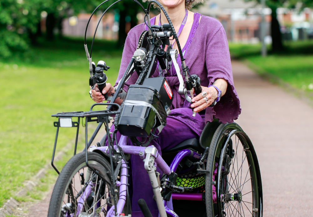 Kay Inckle on a handcycle
